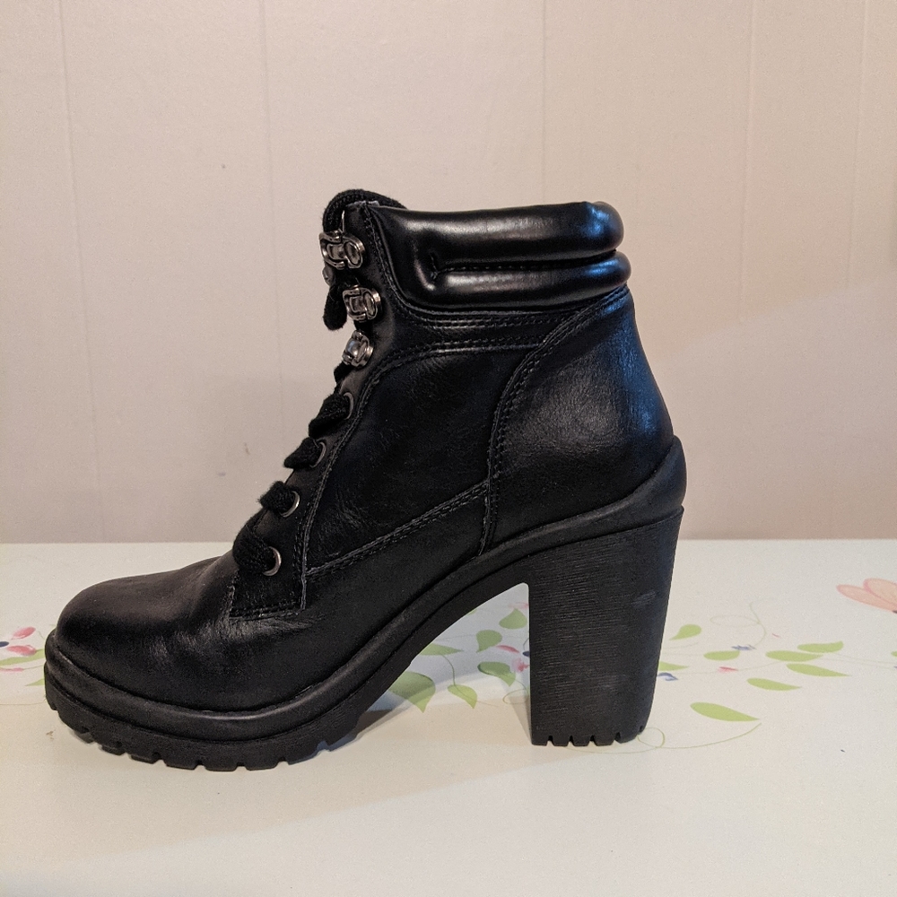 Joe Boxer Black Pleather Lace Up Boots